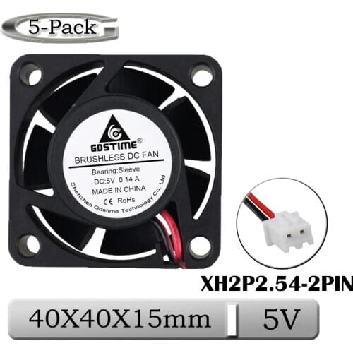 5pcs Gdstime DC 5V 40x40x15mm 40mm Brushless Axial Cooling Heatsink Fan 40mmx15mm 4cm Mini 3D Printer Exhaust Cooler Fan