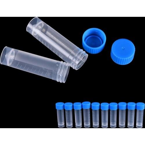 50pcs 5ml Chemistry Plastic Test Tubes Vials Seal Caps Pack Container for Office School Chemistry Supplies