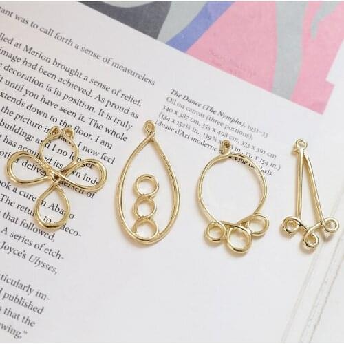 6pcs European and American retro style alloy hollow Earrings For Women geometric shape pendant diy jewelry accessories materials