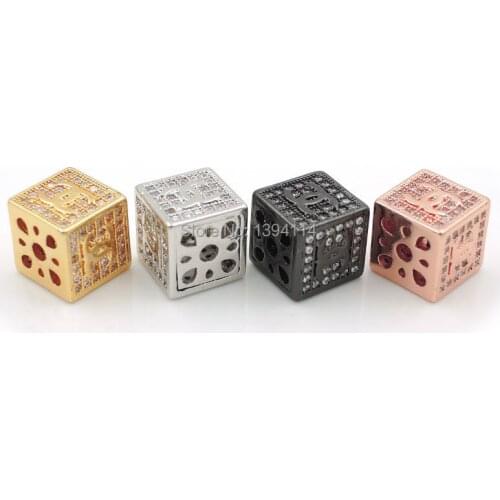 9*9*9mm Micro Pave Clear CZ Square Of CC Relief Beads Fit For Making DIY Bracelets Or Necklaces Jewelry