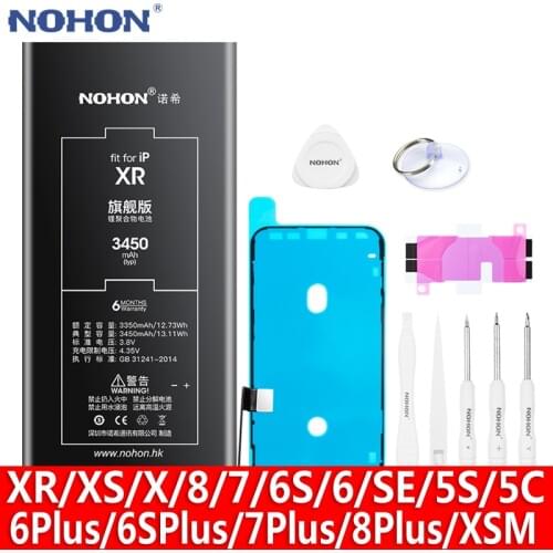NOHON Battery For iPhone XR X XS MAX SE2 8 7 6S 6 Plus SE 2020 5S 5C High Capactity Replacement Phone Bateria 6Plus 7Plus 8Plus