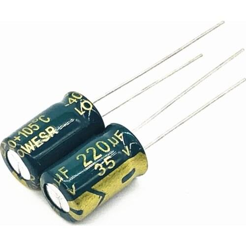 12pcs/lot Q09 Low ESR/Impedance high frequency 35v 220UF aluminum electrolytic capacitor size 8*12 220UF35V 20