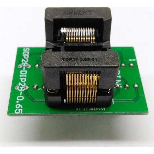 ANDK SSOP24 TSSOP24 to DIP24 Programming Socket Pitch 0.65mm IC Body Width 4.4mm 173mil OTS-28-0.65-01 Flash Test ZIF Adapter