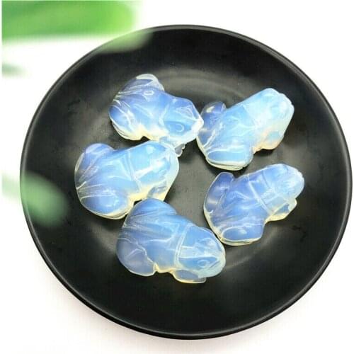 White Opal Stone Frog Shaped Crystal Carved Animals Figurine Decoration Gift Natural Stones and Minerals