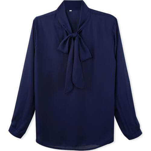 New Spring Summer Blouse Shirt Women Long Sleeve Shirts Fashion Leisure Chiffon Shirt Bow Tie Elegant Office Ladies Tops