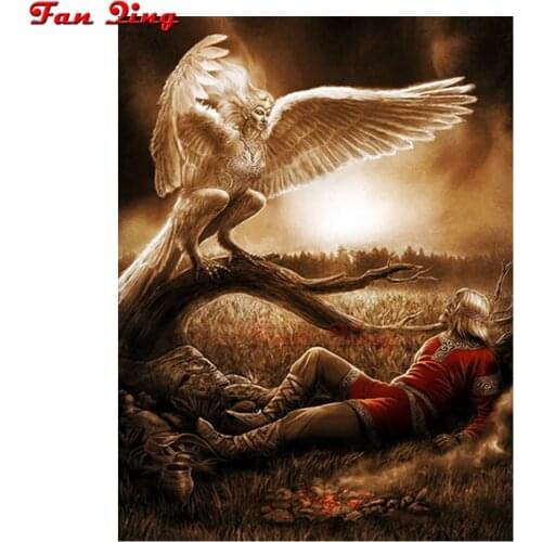 Diamond Embroidery fantasy art"Russian angel & hunter" 5D DIY Diamond Painting Full Square/Round drills Mosaic Wall Art