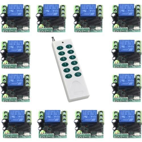 DC 12V 10A Single-channel Wireless Relay Remote Control Switch 315MHz 12CH White Remote Control new arrival SKU: 5469