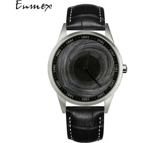 Enmex design wristwatch Canvas strap waterproof creative design stainless steel case 3D black hole face quartz sport watch