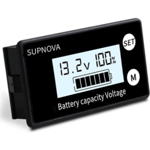 DC 8V~100V Li-ion Lifepo4 Lead acid Battery Capacity Indicator Digital Voltmeter Tester Temperature Monitor 12V 24V 36V 48V 96V