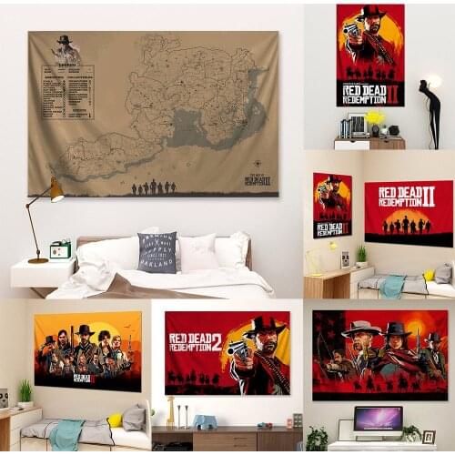 Red Dead Redemptions 2 canvas painting Wall Art map Game Tapestry poster decoration Print Decoration Pictures Room Decor