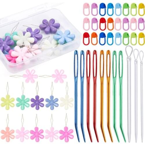 LMDZ Sewing Kit Threader Stitch Marker Large Tapestry Needle Crochet Clips Plastic Sewing Needles for Weaving Sewing Stitching