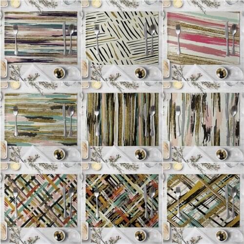 Fashion Print Rectangle Cotton Linen Western Style Table Pad Cut Mats Placemat for Dinner Kitchen Table 40x30cm