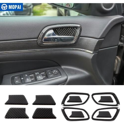 MOPAI Carbon Fiber Stickers for Grand Cherokee Car Inner Door Handle Bowl Decor Cover Accessories for Jeep Grand Cherokee 2011