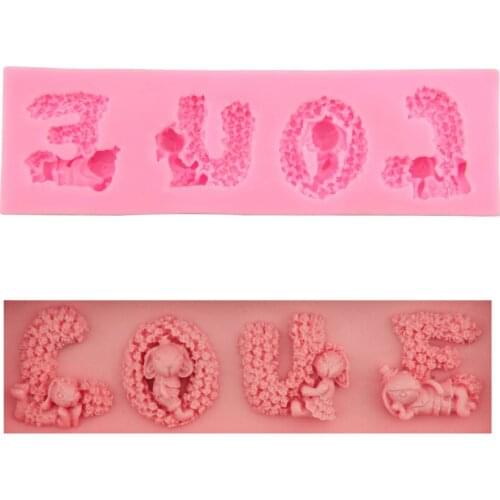 Cartoon animal love letter modeling turn sugar silicone mold chocolate baking cake decoration manual gutta percha