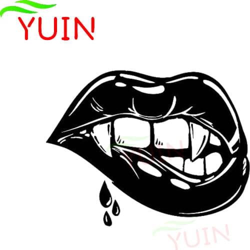 Female Lips Vampire Sexy Girl Fangs Art Car Sticker Fashion Auto Accessories PVC Window Bumper Cover Scratch Waterproof Decal