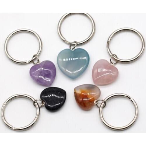 Newest Stones keychains, keyrings made of stone, heart /star/cross /moon keychain beautiful colors