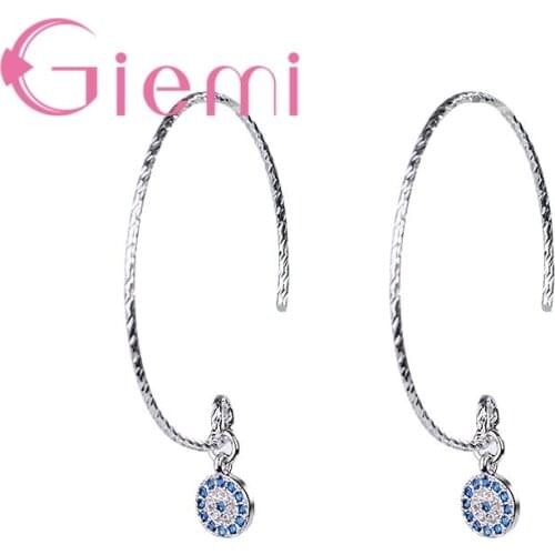 New Promotion Austrian Crystal Blue Turkish Eye Earring Cute Relgious Evil Eye 925 Sterling Silver Earrings For Women Birthday