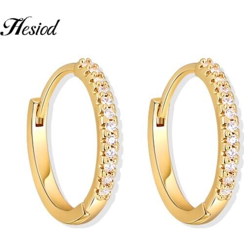 New Trendy Micro Pave Zirconia Hoop Earrings Copper Gold Color Small Circle Huggie Earring For Women Wedding Party Jewelry Gift