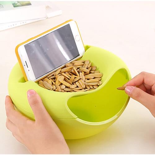 Plastic Fruit Dish Snacks Nut Melon Seeds Bowl Double Layer Candy Plate Peels Shells Storage Holder Multi-functional Container