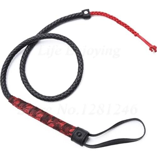 Fetish PU Leather Snake Whip Flogger Handle Spanking Paddle Knout Flirt Adult Game Slave BDSM Erotic Sex Toys for Women Couples