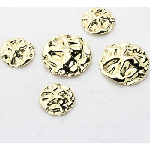 Golden Zinc Alloy Metal Distorted 3D Round Shape Charms Pendants 21mm 32mm 6pcs/lot for DIY Earrings Jewelry Making Accessories