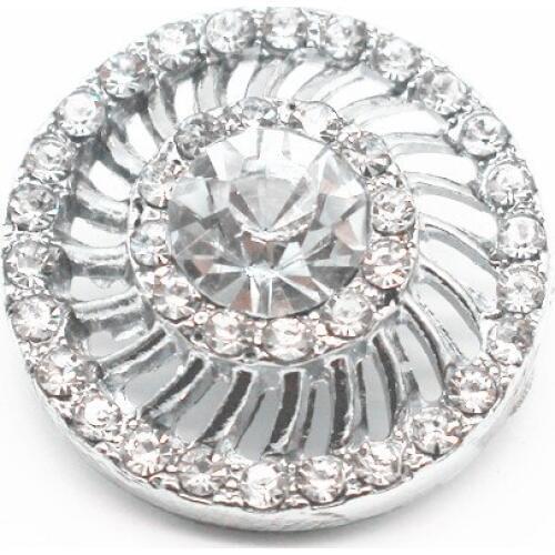 Hollow Out Round Crystal Snap Buttons Clear Rhinestone Stone Buttons Jewerly Fit 18mm/20mm DIY Snap Bracelet Jewelry Making