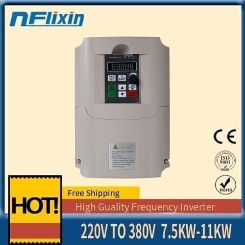 Nflixin VFD Frequency Converter Frequency Inverter 7.5kw 220V Single Phase to 380V 3 Phase Input for Fan motor