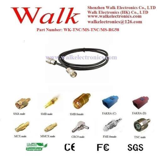 RF cable assembly: TNC male straight to TNC male straight with RG58 extension cable