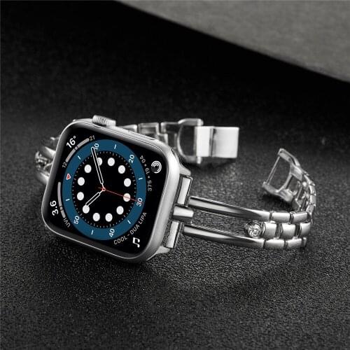 Diamond Stainless Steel Strap For Apple Watch Band 6 40mm 44mm Womens Metal Luxury Bracelet iwatch series 6 5 4 SE 3 38mm 42mm