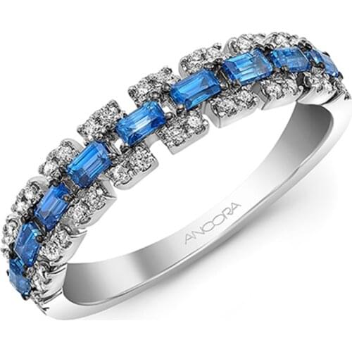 Bohemian Luxury Blue Zircon Wedding Rings Women Engagement Bands Elegant Round Shaped Silver Color Finger Rings Gift D5M770