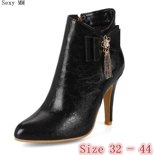 Spring Autumn High Heel Shoes Women Ankle Boots Woman Short Boots High Heels Small Plus Size 32 33 - 40 41 42 43 44
