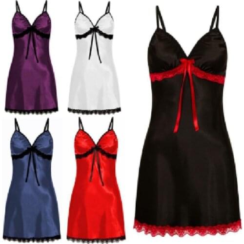 Silk 100 Natural Women Satin Nightwear Sexy See-Through Lace Suspender Nightdress Multicolor Large Size Sleepwear M-3XL