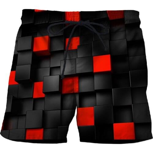Men clothing 3D Printed plaid Shorts summer casual beach short pants Hip Hop Fashion Shorts Men swimming trunks surf shorts male