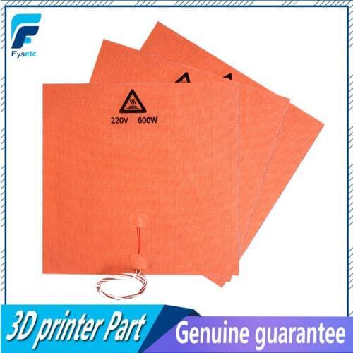 1PC Silicone Heater Pad 220V 600W 400x400mm For CR-10 S4 3D Printer Bed With Adhesive Backing