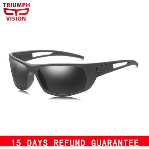 TRIUMPH VISION Goggle Male Sun Glasses Black Driving Polarized Sunglasses Men Anti Glare Square Polaroid Lunette UV400