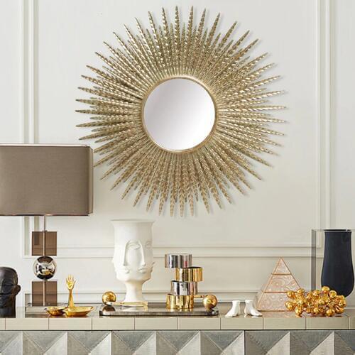 Modern Wrought Iron 3D Luxury Mirror Wall Hanging Decoration Crafts Home Living Room Creative Wall Sticker Metal Mural Ornaments