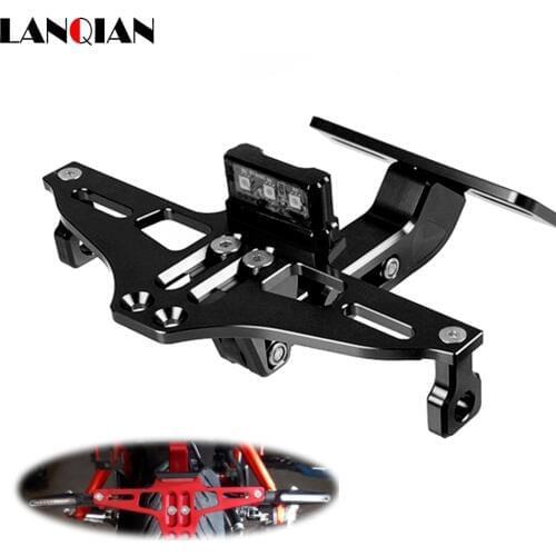Universal Motorcycle License Plate Bracket With Light For Plate FOR KAWASAKI Z1000SX VERSYS 300 Z750 Z800 ZX6R NINJA 250R ER5
