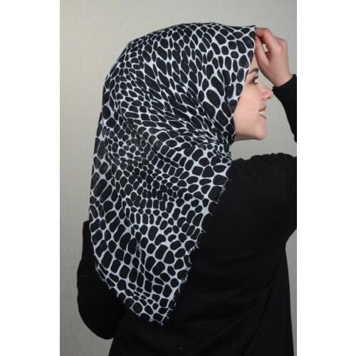 VERTU LINEN FLAMLI SCARF BLACK WHİTE SERIES-DESEN-28-RENK-16