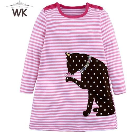 2021 Spring Girl Clothing Cartoon Cat Embroidery Childrens Clothing New Girls Dress Girls Birthday Gift Children Pink Dress