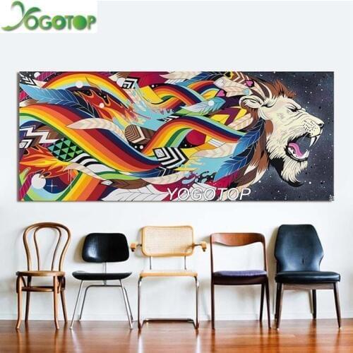 YOGOTOP 5D DIY Full Square/Round Diamond Painting Colorful Lion Feather Rhinestone Mosaic Embroidery Cross Stitch Wall Art YY252