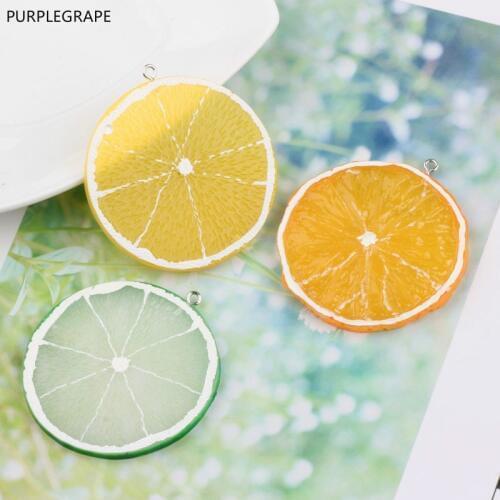 DIY Jewelry New Accessories Fresh Japanese and Korean Fashion Summer Girl Fruit Orange Lemon Earrings Material Pendant 10pcs