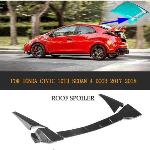 Rear Trunk Roof Spoiler Wing for Honda for Civic Sedan 4 Door 2017 2018 3PCS/Set ABS Carbon Fiber Look Non for Type R
