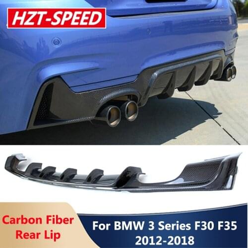 MP Style Real Carbon Fiber Bilateral Four Out Rear Shovel Bumper Lip Diffuser For BMW 3 Series F30 F35 MT Car Body Kit 2012-2018