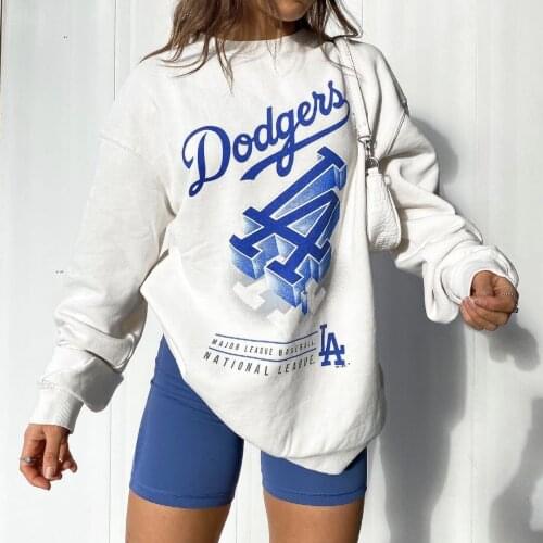 Vintage Streetwear Baseball Sweatshirt Letters Printed White Hoodies Women Oversized Casual Winter Tops 2021 New Fashion Clothes