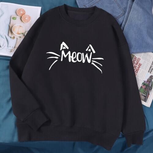 Women Sweatshirts Harajuku Streetwear Pullovers Cat Meow Ear Funny Hoodies Womens Brand Fashion Clothing Autumn Winter hoodie