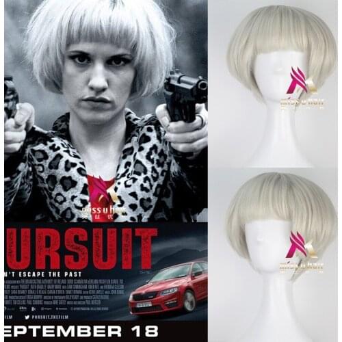 Halloween Pursuit Women Grainne cosplay Wig Women gold Short Bob Haircut Cosplay hair Wig Grainne Role Play costumes +wig cap