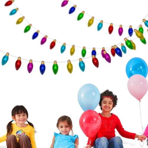 1Pc 320cm PVC Round/Pointed Light Bulb Design Garland Hanging Banner Bunting Wedding Party Home Room Decoration