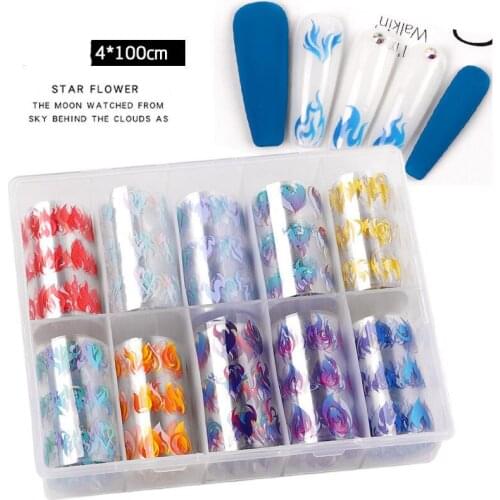 10Pcs/Set Nail Art Stickers Nail Foil Holographic Strip Tape Thin Laser Silver Stripe Sticker DIY Decal Sticker