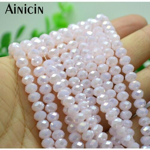 10pcs New Arrival Tweed Pink Color 4x6mm Faceted Jadify Glass Crystal Beads Fashion Jewelry Making Materials