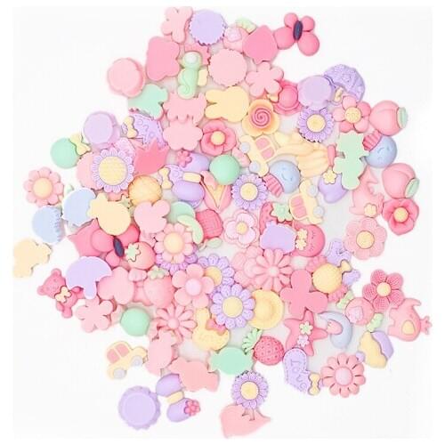 100 Pcs Mixed DIY Resin embellishment Decoration Crafts Flatback Cabochon Embellishments For Scrapbooking Kawaii Accessories